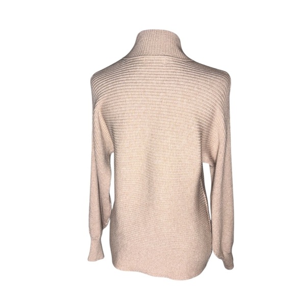 BE COOL Tan Mockneck Ribbed Pullover Long Sleeve Sweater Size: S/M - Picture 3 of 6